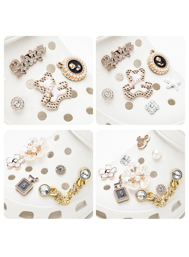 ​14 PCS Bling Shoe Charms, Pearl Diamond Chain Shiny Little Bear Charms Decoration, Favors Gifts for Birthday Party - Image 4